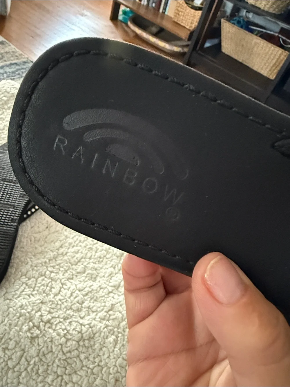 Rainbow Black Rhinestone Thong Sandals